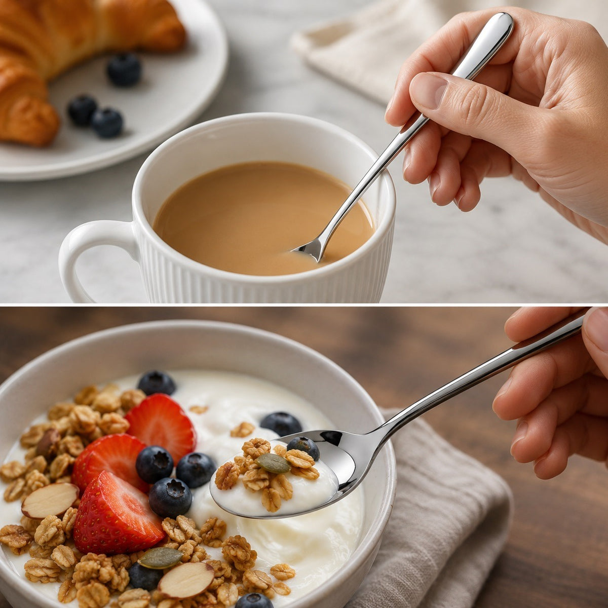 Grunwerg Windsor Latte Soda Spoon Set Silver Pack of 6 6BXSOSWDR | Stainless Steel Long Handled Teaspoons | Mirror Finish Dessert Spoons | Tall Ice Cream Sundae Cutlery | Coffee Cocktail Stirring Spoons | Dishwasher Safe Kitchen Utensils