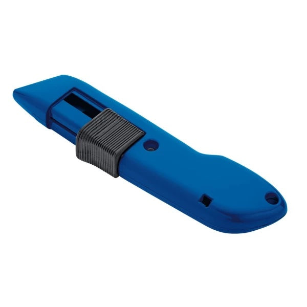 Draper Tools Auto-Retracting Trimming Knife Blue 66274 | Diecast Zinc Body| Safety Utility Knife | Heavy Duty Trimming Cutter