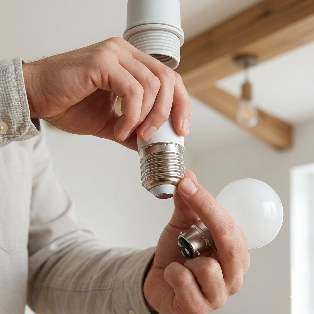 AVSL Lamp Socket Converter White E27 to B22 401.087UK | Light Bulb Adapter | Edison Screw to Bayonet Cap Base Changer | Household Lightbulb Extender | Plastic Socket Reducer | Electrical Fitting