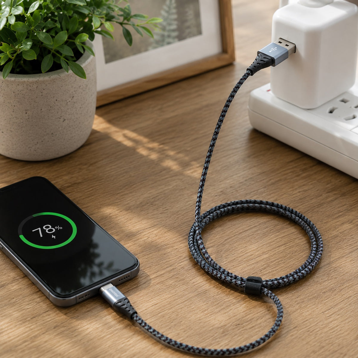 Groov-e USB-C to USB-A Charging Cable Grey 1Mtr GVMA005SG | Fast Charge Compatible | Charge and Sync | 2.4A Power Output