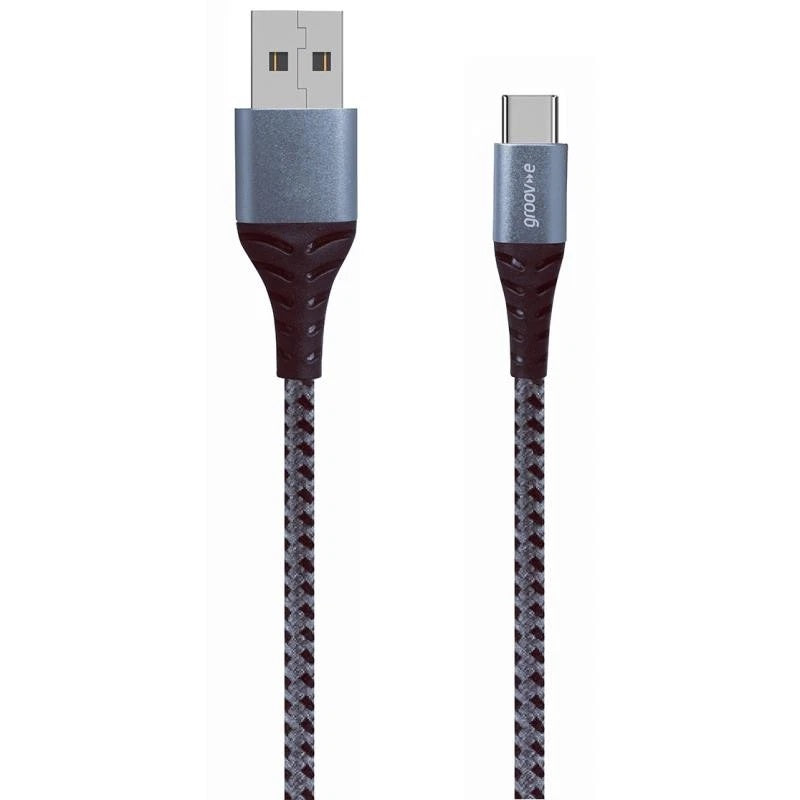 Groov-e USB-C to USB-A Charging Cable Grey 1Mtr GVMA005SG | Fast Charge Compatible | Charge and Sync | 2.4A Power Output
