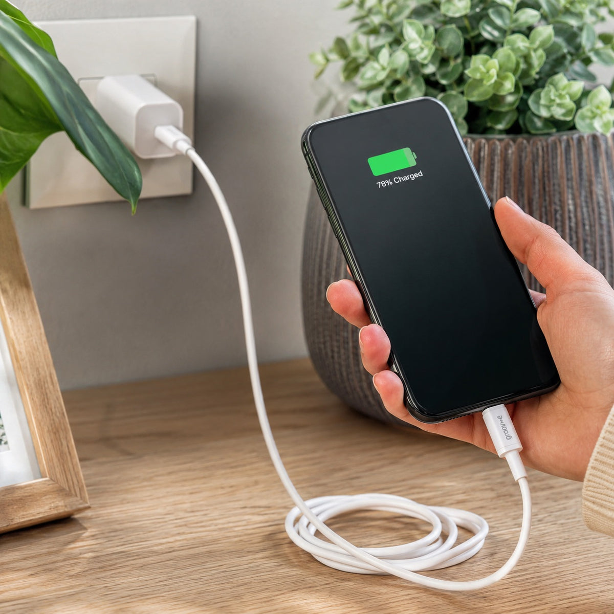 Groov-e USB-C to USB-A Charging Cable White 2Mtr GVMA003WE | Fast Charge Compatible | Charge and Sync | 2.4A Power Output