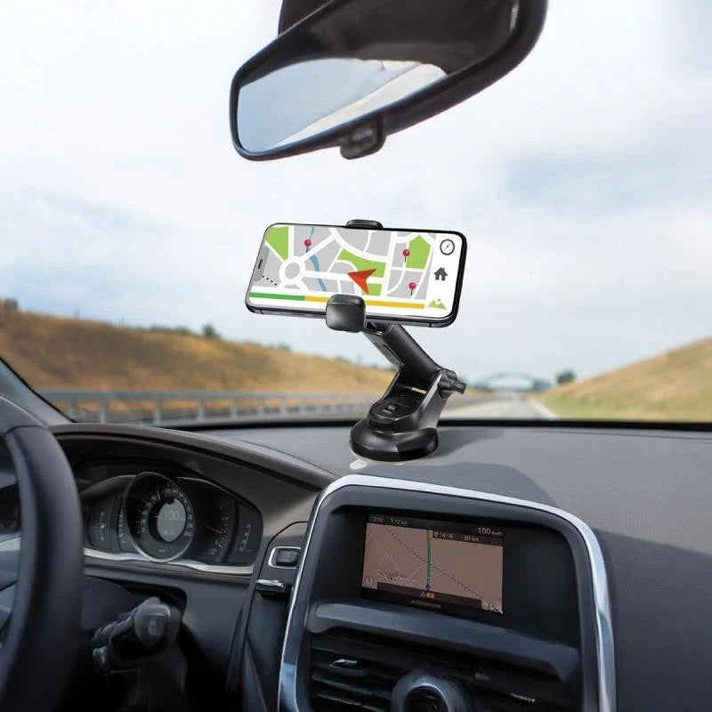 Groov-e Car Phone Mount Black GVWM10BK | 360 Degrees Rotation | Suction Cup | Fits Devices 4.5-Inch to 7-Inch