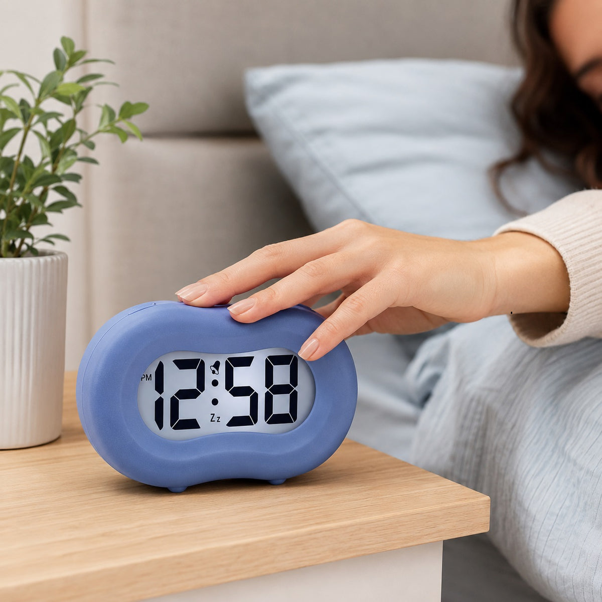 Acctim Nash Silicon Alarm Clock Blue 87159JL | Digital Bedside Clock | Smartlite Night Light Display | Crescendo Alarm With Snooze | Silicone Finish Alarm Clock | Battery Operated Time Display | Compact Bedroom Travel Clock | Modern Desk Clock