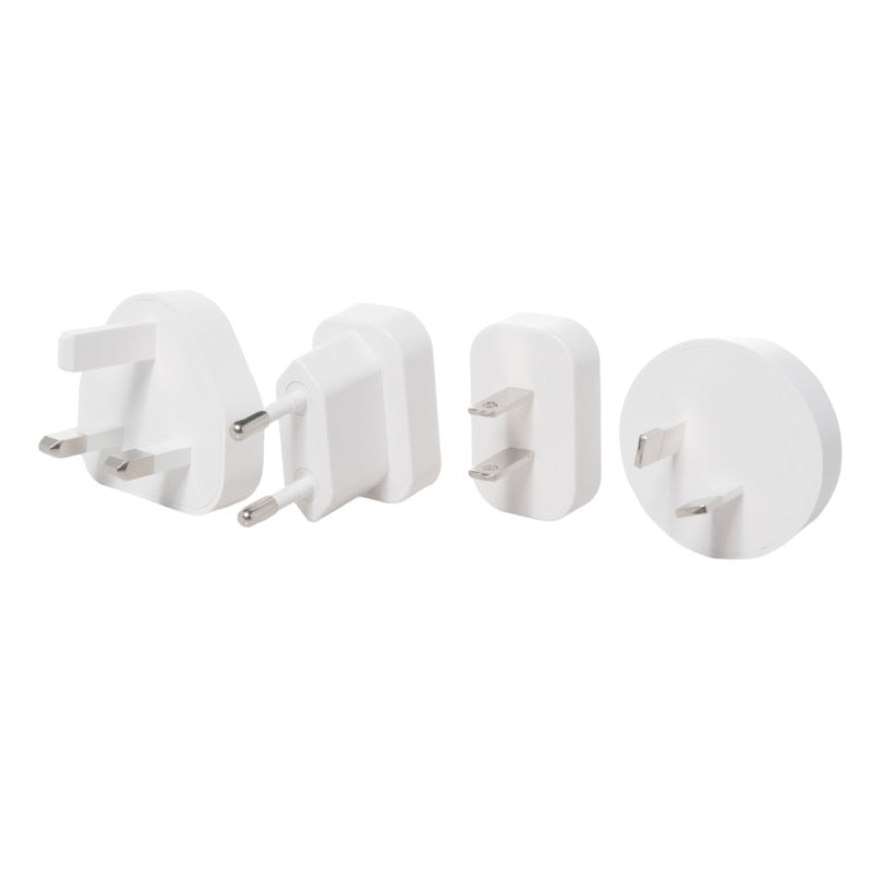 Groov-e USB-C and USB-A Travel Wall Charger White GVMA113WE | Fast Charge | 25W Power Delivery | Includes Carry Pouch | World Adaptors Included | GaN Technology