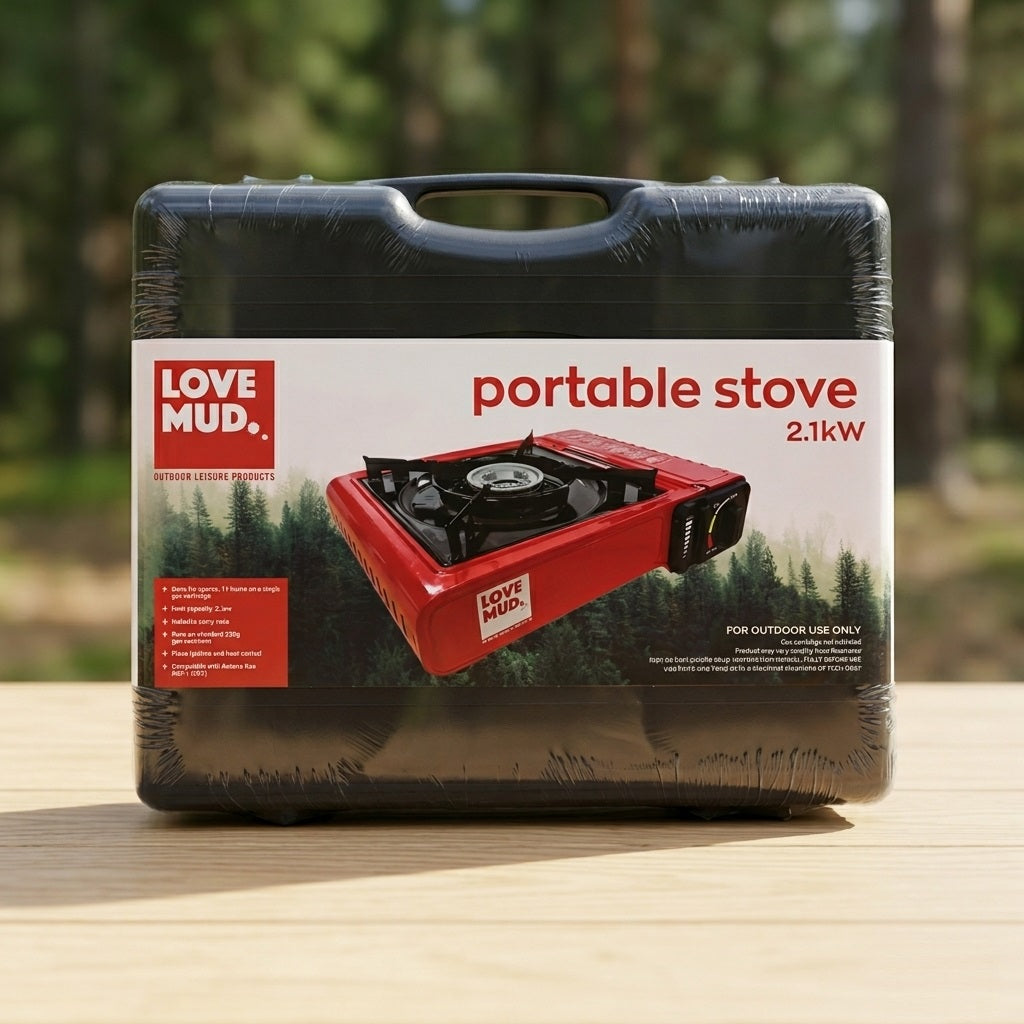 Bonningtons Love Mud Portable Stove Red 2.1kW OLSTOVE | Portable Gas Camping Stove | Butane Cartridge Cooker Hob | Outdoor Cooking Stove | Picnic Camping Caravan Fishing Hiking Cooker