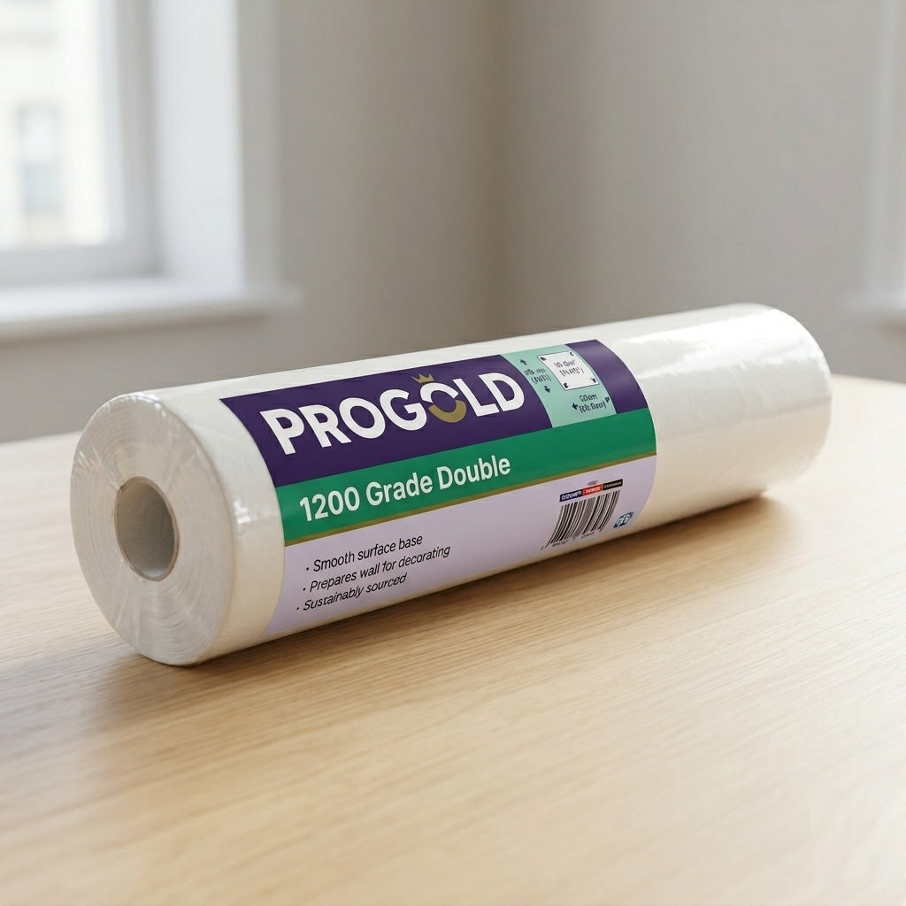 ProGold 1200 Grade Double Lining Paper White 20.1Mtr x 53cm 737310 | Professional Wall Liner Wallpaper Base | Decorating Preparation Paper | Smooth Surface Wallcovering Underlay | Paintable Lining Wallpaper for Interior Walls and Ceilings