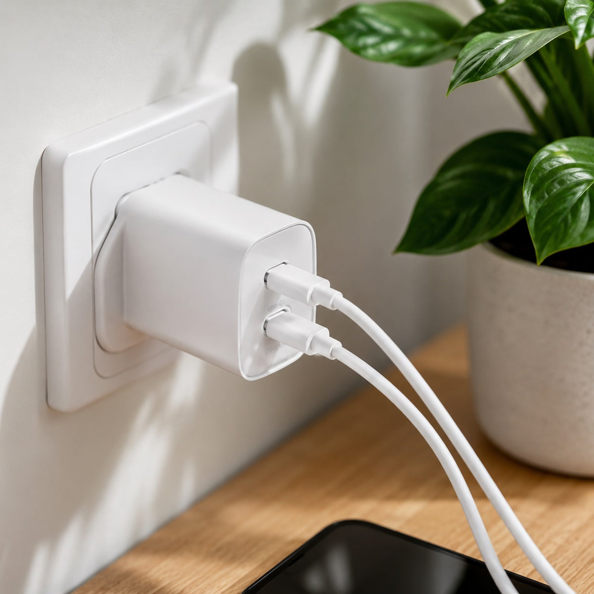 Groov-e Dual USB-C Wall Charger White GVMA108WE | Fast Charge | 2x USB Ports | 35W Power Delivery | GaN Technology