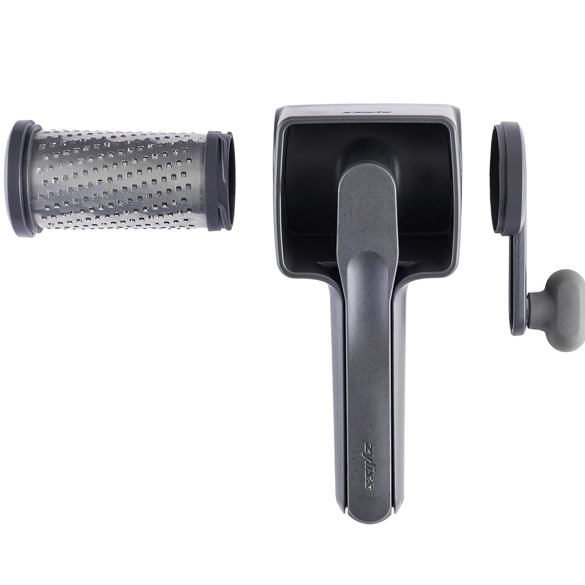 Zyliss Professional Rotary Cheese Grater Grey E900067 | Razor Sharp Blade Drum | Left and Right Handed Use | 15 Percent Wheat Straw Eco Friendly Material | Hand Crank Chocolate Grater | Nut Grinding Tool | Hard Cheese Shredder | Manual Kitchen Slicer
