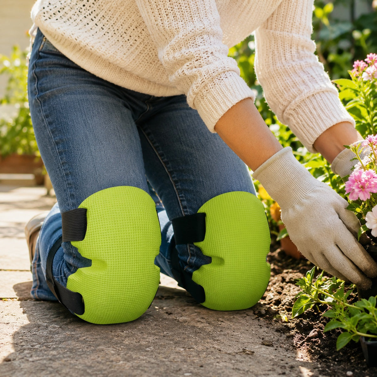 Green Blade Garden Knee Pads Lime Green 20.5cm x 13.5cm x 5.5cm KP115 | Elasticated Straps With Velcro Fastening | Arch Design | Extra Comfort and Protection | EVA Material | Waterproof