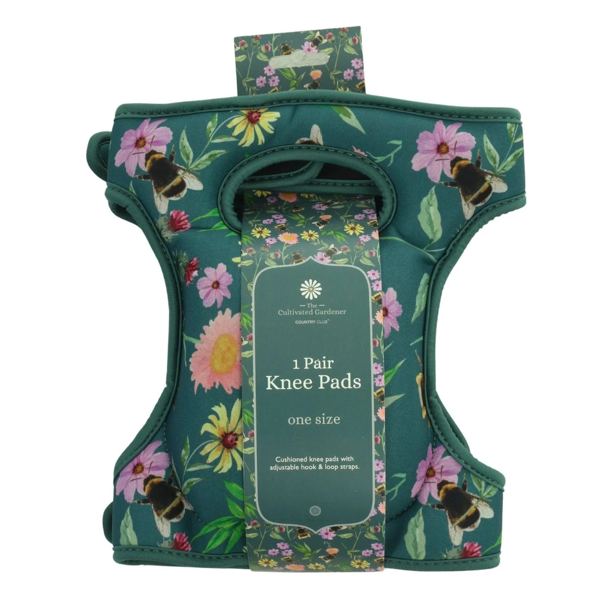 Country Club Meadow Bee Gardening Knee Pads Green OUT246272 | One Size | Cushioned Knee Pads | Adjustable Hook and Loop Straps