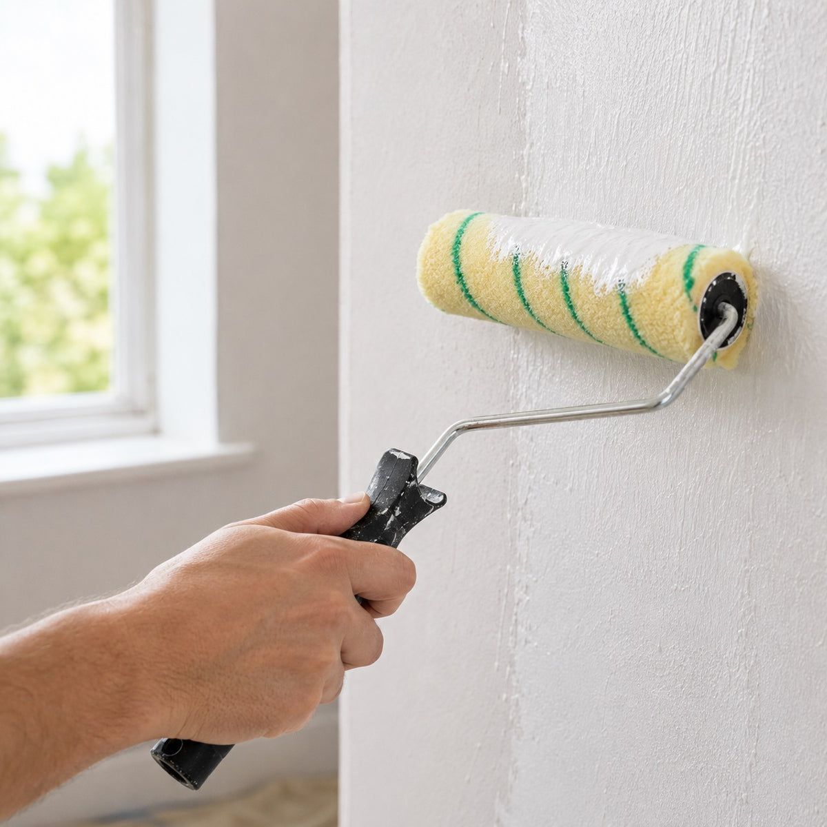 ProDec Paint Roller Sleeve Yellow and Green 7-Inch x 1 3-4-Inch PRRE065 | Short Pile Roller | Woven Acrylic Roller Sleeve | Lint Free Trade Painting Roller | Emulsion Paint Smooth Surfaces Walls Ceilings