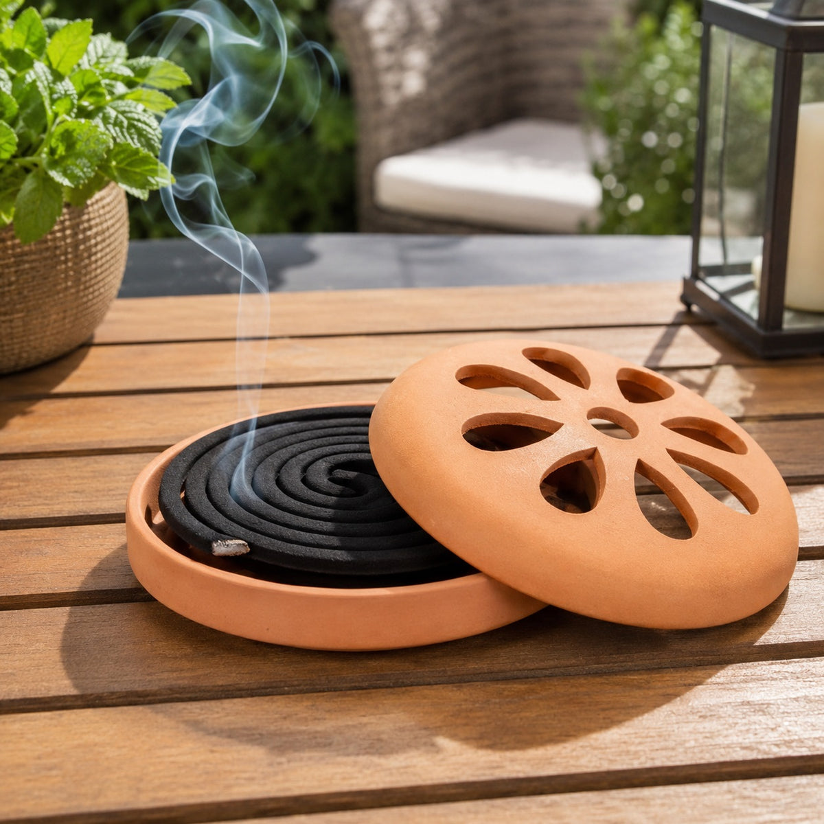 Citronella Incense Coil Spiral with Holder Terracotta Pack of 10 420000750 | Mosquito Repellent Coils | Garden Insect Repellent Spirals | Camping Citronella Coils