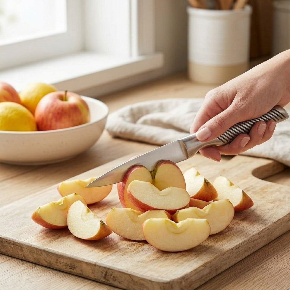 Siaki Paring Knife Silver 20cm YN1201410 | Long Narrow Blade for Precise Control | X30Cr13 Stainless Steel | Kitchen Fruit Peeling Vegetable Slicing | Well Balanced Handle Sharp Utility Cutlery