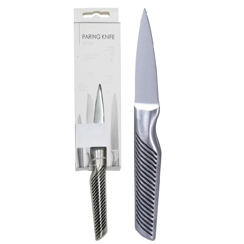 Siaki Paring Knife Silver 20cm YN1201410 | Long Narrow Blade for Precise Control | X30Cr13 Stainless Steel | Kitchen Fruit Peeling Vegetable Slicing | Well Balanced Handle Sharp Utility Cutlery