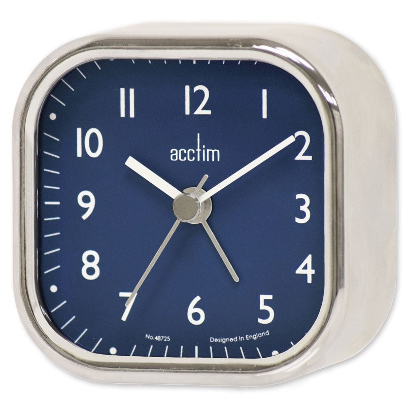 Acctim Zak 2 Metal Case Alarm Clock Chrome 16037 | Beep Alarm | Analogue Bedside Clock | Chrome Metal Alarm Clock | Compact Table Clock