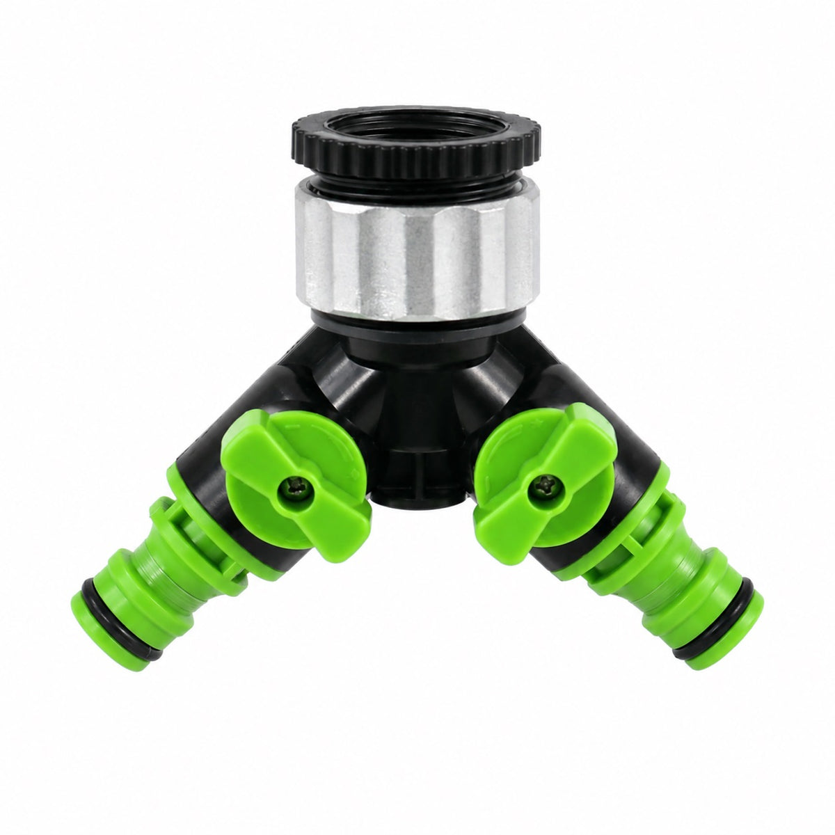 Green Blade Aluminium 2 Way Tap Connector Black and Green GA012 | Durable | Easy Assembly | Aluminium Plus ABS Material