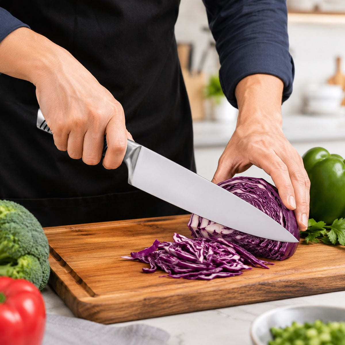Siaki Chef Knife Silver 35cm YN1201350 | X30Cr13 Stainless Steel Kitchen Knife | Well Balanced Handle Cook Knife | Food Preparation Chopping Slicing Dicing