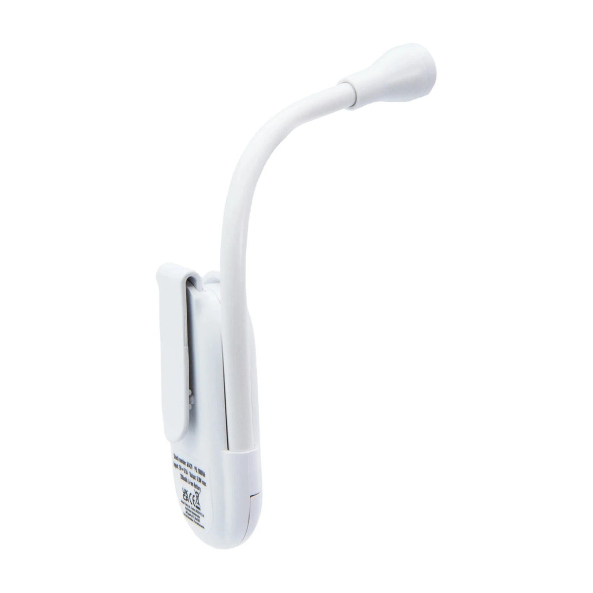 Rolson 0.8W Rechargeable Flexible Book Light White 61439 | 200mAh Li-ion Battery | 1.9 Hours Working Time | 70 Lumens | 4 Hours Charge Time | Supplied With Type-C USB Cable | Belt Clip at Reverse | LED Book Light | Study Light | Warm White Reading Light