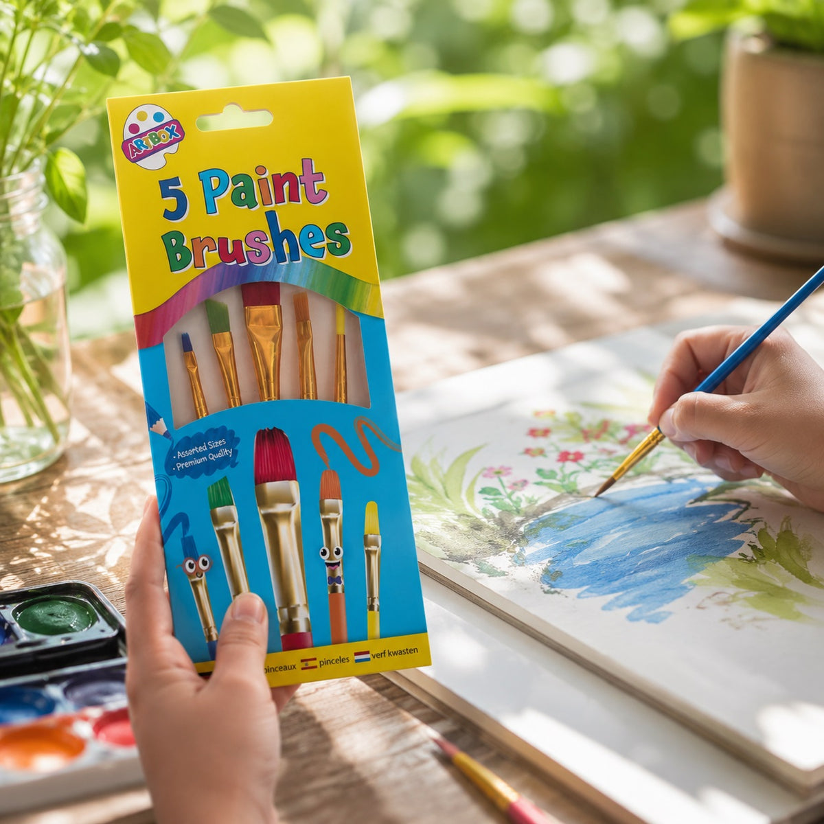 Tallon Artbox Paint Brushes Assorted Pack of 5 5453 | Artist Paint Brush Set | Craft Painting Brushes | Kids and Hobby Art Supplies