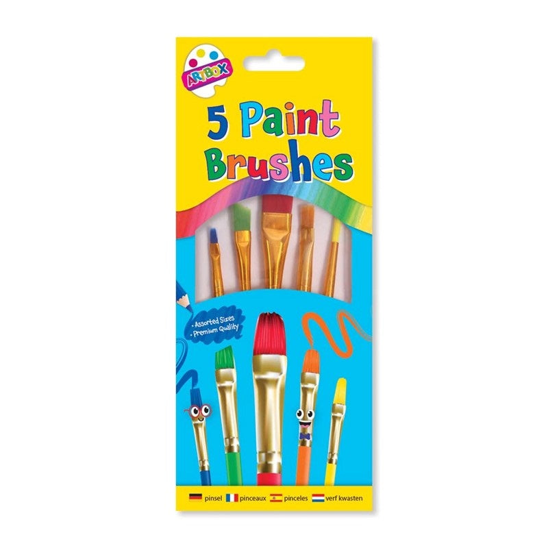 Tallon Artbox Paint Brushes Assorted Pack of 5 5453 | Artist Paint Brush Set | Craft Painting Brushes | Kids and Hobby Art Supplies