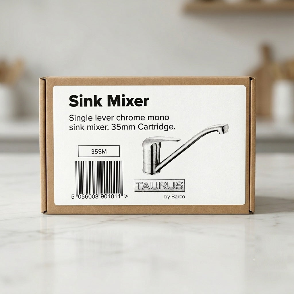 Taurus Sink Mixer Cartridge Chrome 35mm 35SM | Single Lever Mono Sink Mixer | Monobloc Kitchen Tap | Deck Mounted Washing Basin Faucet