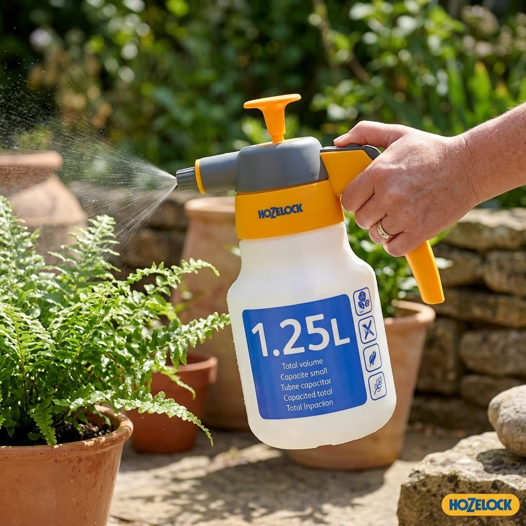 Hozelock Spray Mist Trigger Sprayer Multicolour 1.25Ltr 4120P0000 | Supplied With Complete Fittings | Total Volume | Plant Care Accessory | Garden Spray Bottle | Hand Trigger Sprayer