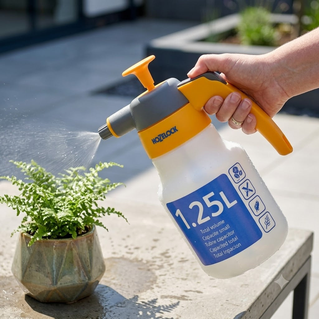 Hozelock Spray Mist Trigger Sprayer Multicolour 1.25Ltr 4120P0000 | Supplied With Complete Fittings | Total Volume | Plant Care Accessory | Garden Spray Bottle | Hand Trigger Sprayer