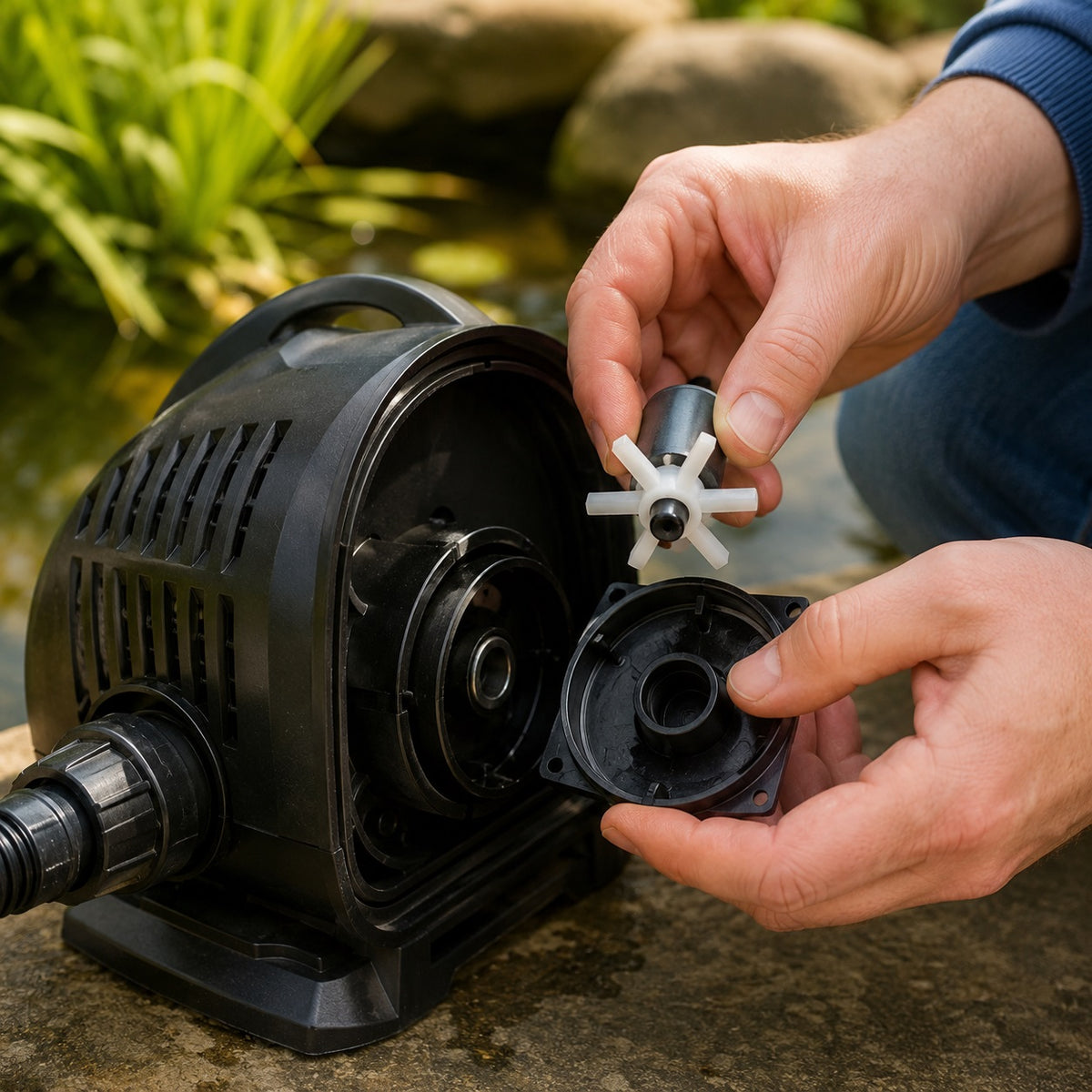 Hozelock Cyprio Cascade Spare Kit Impeller Black 1000LV 3402 | Replacement Pond Pump Rotor | Water Flow Restoration Spare Part | Supplied with Complete Fittings