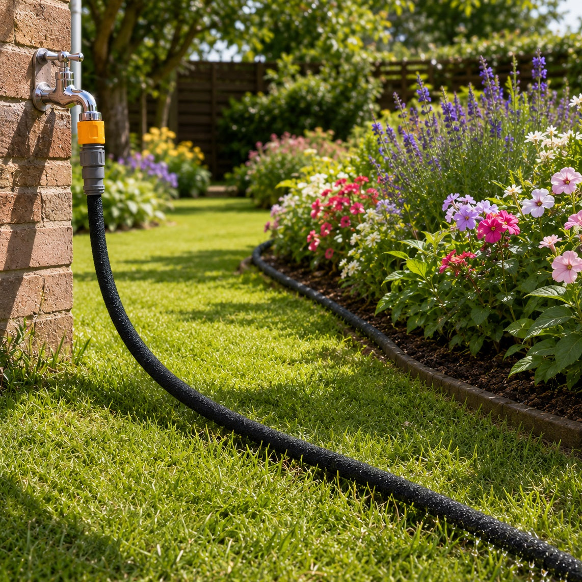 Hozelock Soaker Hose Black 15Mtr 6762P0000 | Waters Beds And Borders Without Waste | Can Be Joined Together For Faster Area Coverage | Can Be Buried Under The Soil | Supplied With Complete Fittings