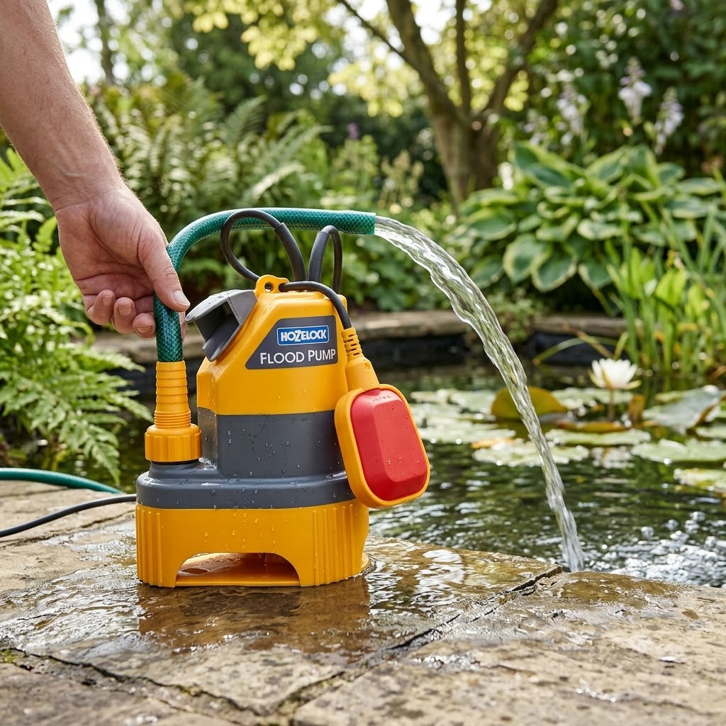 Hozelock High Flow Automatic Flood Pump Multicolour 7825P8000 | Supplied With Complete Fittings | 10Mtr Cable and Plug | Water Drainage Pump | Flood Water Removal