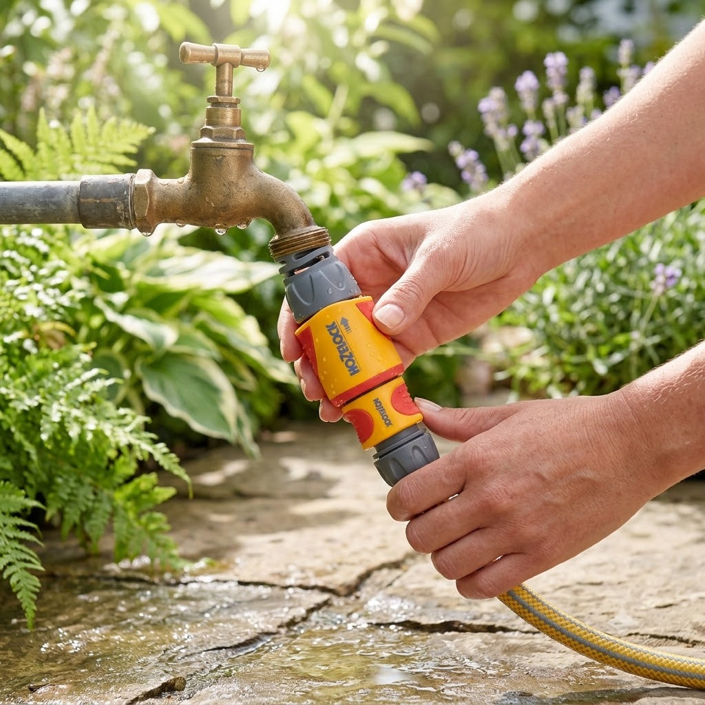 Hozelock Soft Touch Aqua Stop Flex Connector Multicolour 12.5-15mm 2055P0000 | Supplied With Complete Fittings | Garden Watering Equipment | Flexible Water Connector | Durable Hose Fitting | Irrigation Connector