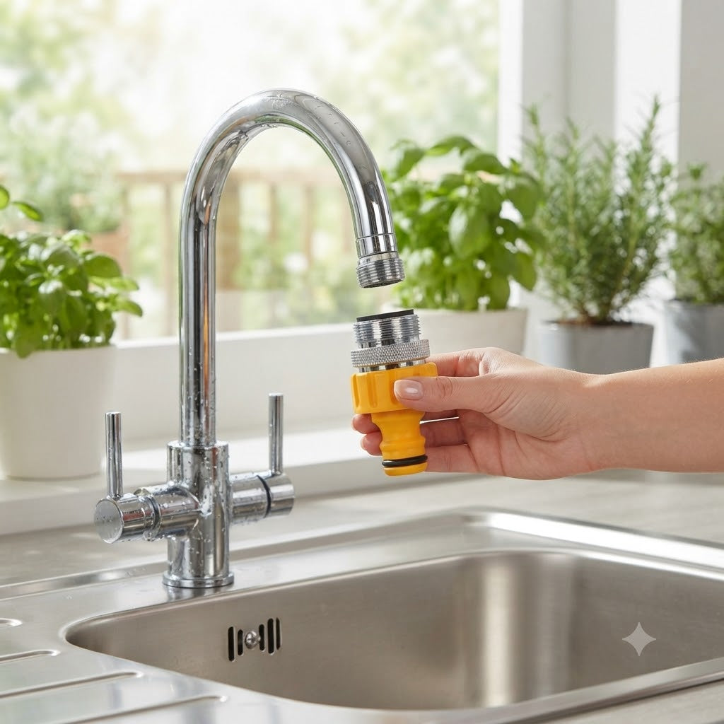 Hozelock Heavy Duty Metal M24 Indoor Threaded Male Tap Connector Multicolour 24mm 2159P9000 | Supplied With Complete Fittings | Tap Connector | Indoor Hose Connector | Leak Resistant Tap Connector