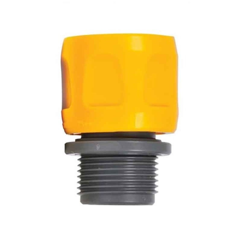 Hozelock Flat Hose and Spiral Hose Pipe Tap Adaptor Yellow and Grey 26.5mm 2170P9000 | Durable Plastic Connector | Flat Hose Adapter | Outdoor Water Hose Fitting | Supplied with Complete Fittings