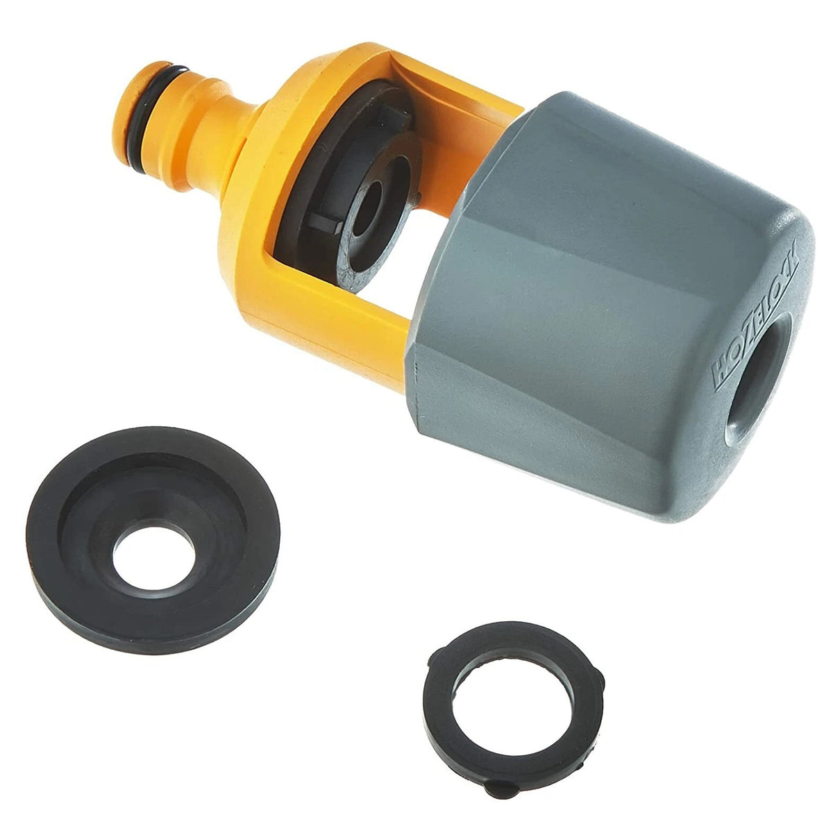Hozelock Multi-Tap Connector Yellow and Grey 2274P9000 | Durable Plastic Connector | Universal Outdoor Tap Adapter | Hose Pipe Tap Fitting | Supplied with Complete Fittings