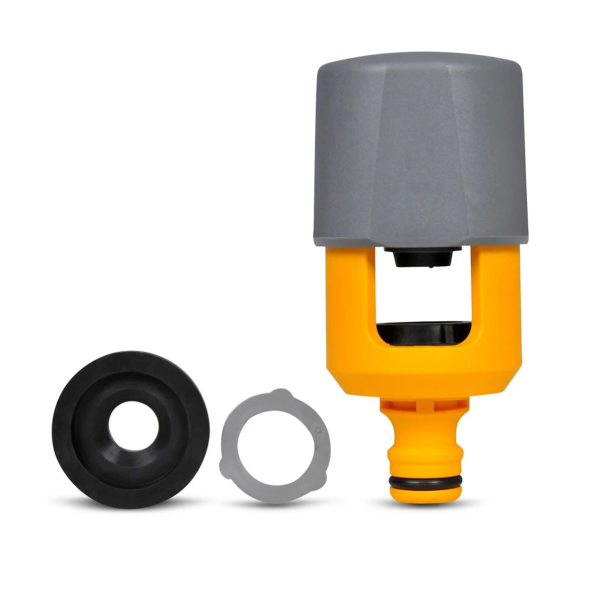 Hozelock Multi-Tap Connector Yellow and Grey 2274P9000 | Durable Plastic Connector | Universal Outdoor Tap Adapter | Hose Pipe Tap Fitting | Supplied with Complete Fittings