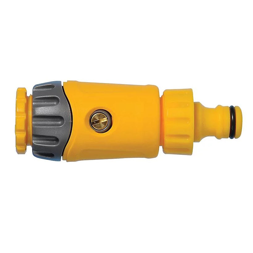 Hozelock Non Return Tap Connector Valve Yellow and Grey 21819000 | Durable Plastic Connector | Backflow Prevention Valve | Tap Hose Adapter | Supplied with Complete Fittings