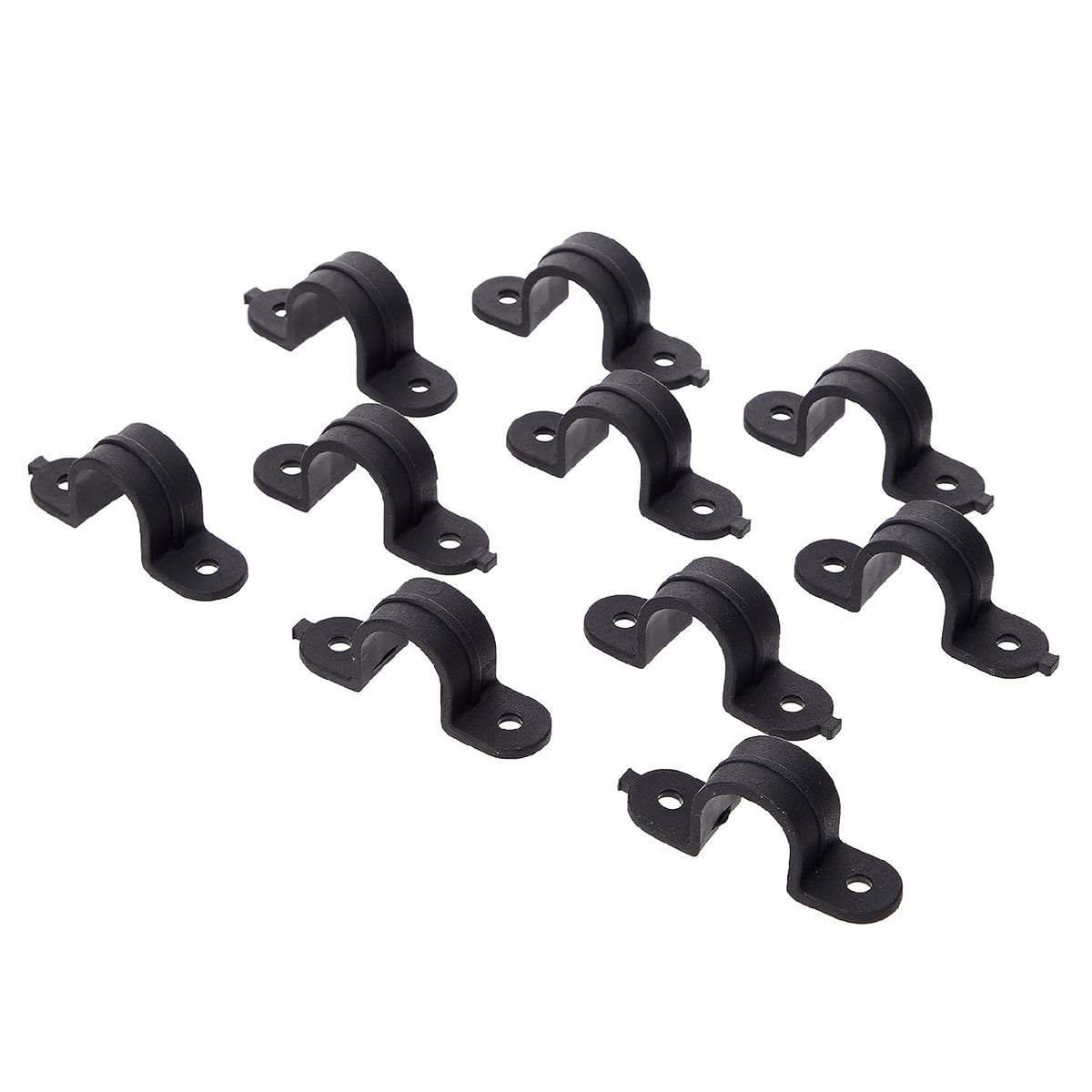Hozelock Automatic Irrigation Supply Hose Wall Clips Black 13mm Pack of 10 2771 | Heavy Duty UV Stable Plastic Pipe Fasteners | Masonry Brick Fence Surface Conduit Mounts | Micro Drip Dosing Mainline Saddle Clamp | Supplied with Complete Fittings