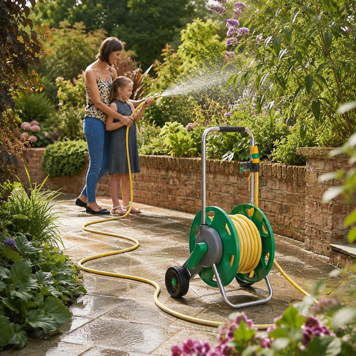 Hozelock Assembled Reel with Hose and Fittings Bore Assorted 30Mtr Multicolour 2434R0006 | Supplied With Complete Fittings | Suitable for 12.5mm Hose | Watering Hose Reel | Gardening Accessories