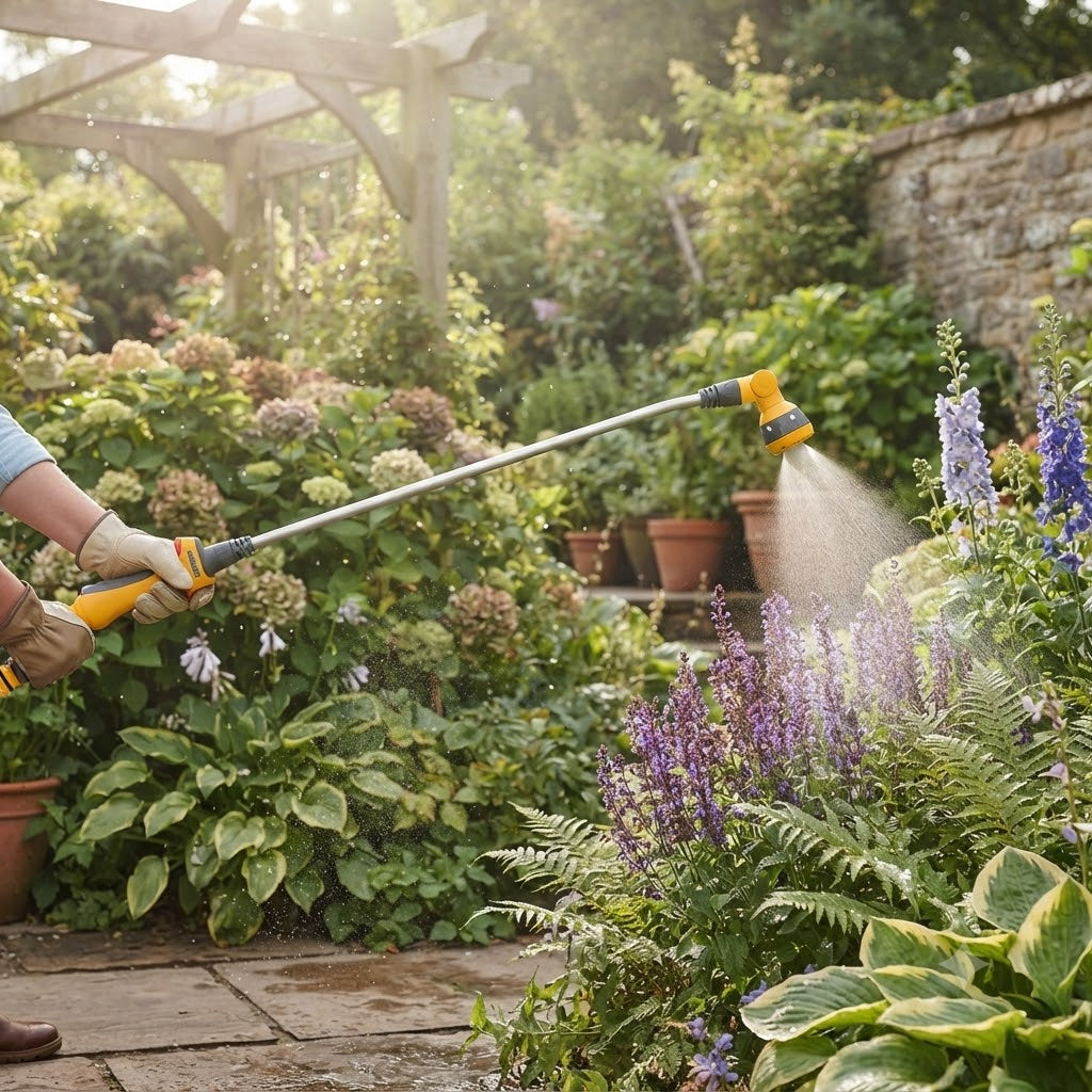 Hozelock Adjustable Head Long Reach Watering Lance Spray Plus Yellow 90cm 26970000 | Supplied With Complete Fittings | Garden Hose Accessories | Adjustable Garden Sprayer | Watering Lance
