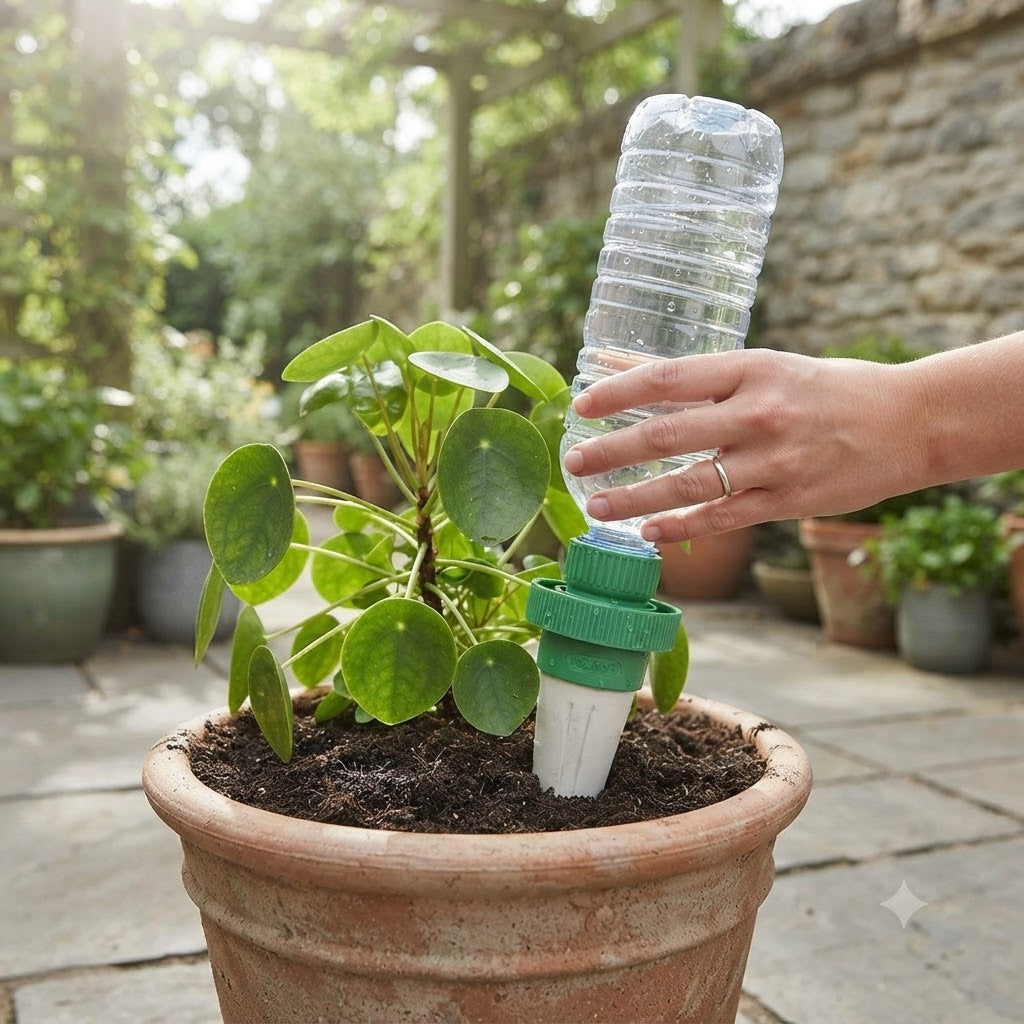 Hozelock Aquasolo Holiday Watering Can Green and White 27118000 | Supplied With Complete Fittings | Compatible With 0.5 to 2Ltr | Self Watering System | Plant Waterer | Pot Plant Watering