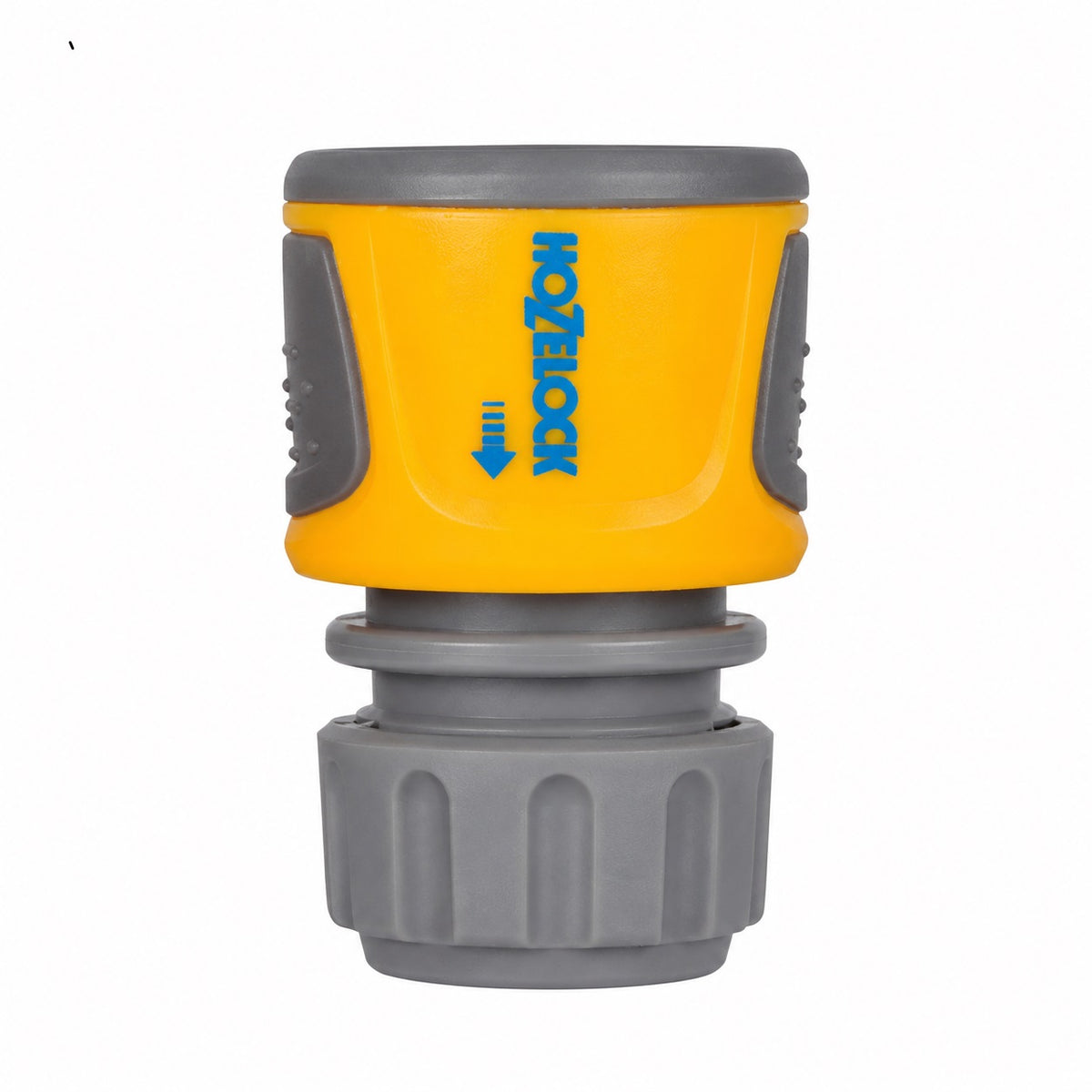 Hozelock Soft Touch Hose End Connector Yellow and Grey 12.5mm-15mm 20700000 | Supplied With Complete Fittings | Hose Connection Adapter | Garden Hose Accessory | Hose Pipe Fitting