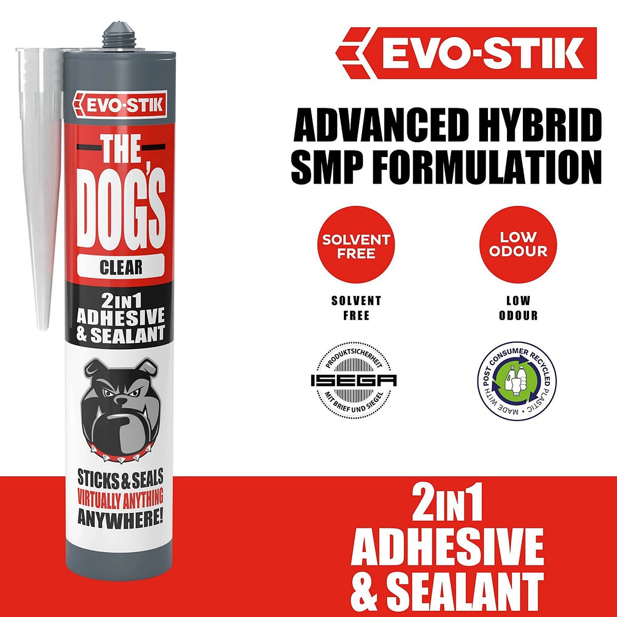 Evo-Stik The Dogs B-ll-cks High Strength Adhesive and Sealant Crystal Clear 290ml 20016458-1217