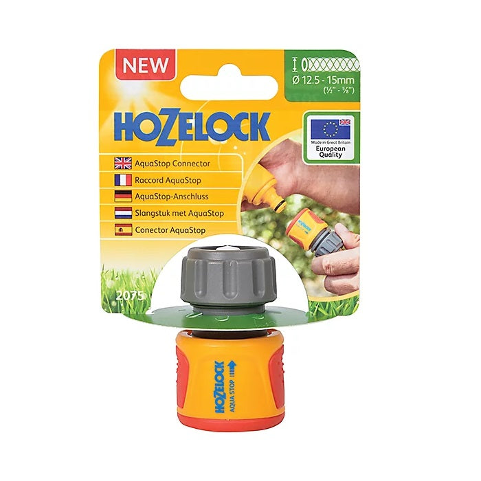 Hozelock Aqua Stop Soft Touch Water Stop Connector Multicolour 12.5mm-15mm 20750000 | Supplied With Complete Fittings | Hose Connector | Gardening Accessories | Hose Fitting