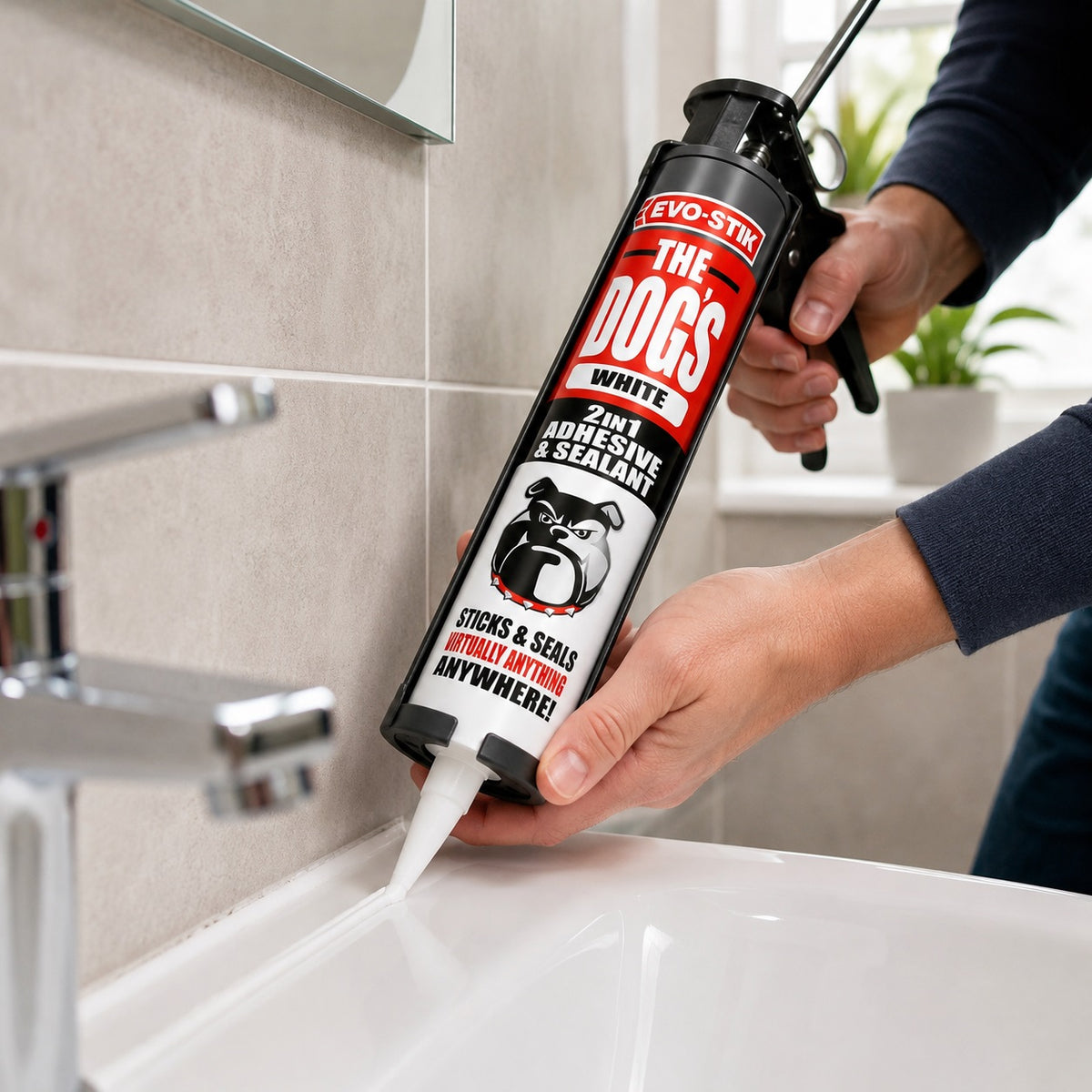 Evo Stik Multipurpose Adhesive Sealant The Dogs Bllcks White 290ml TDS01979