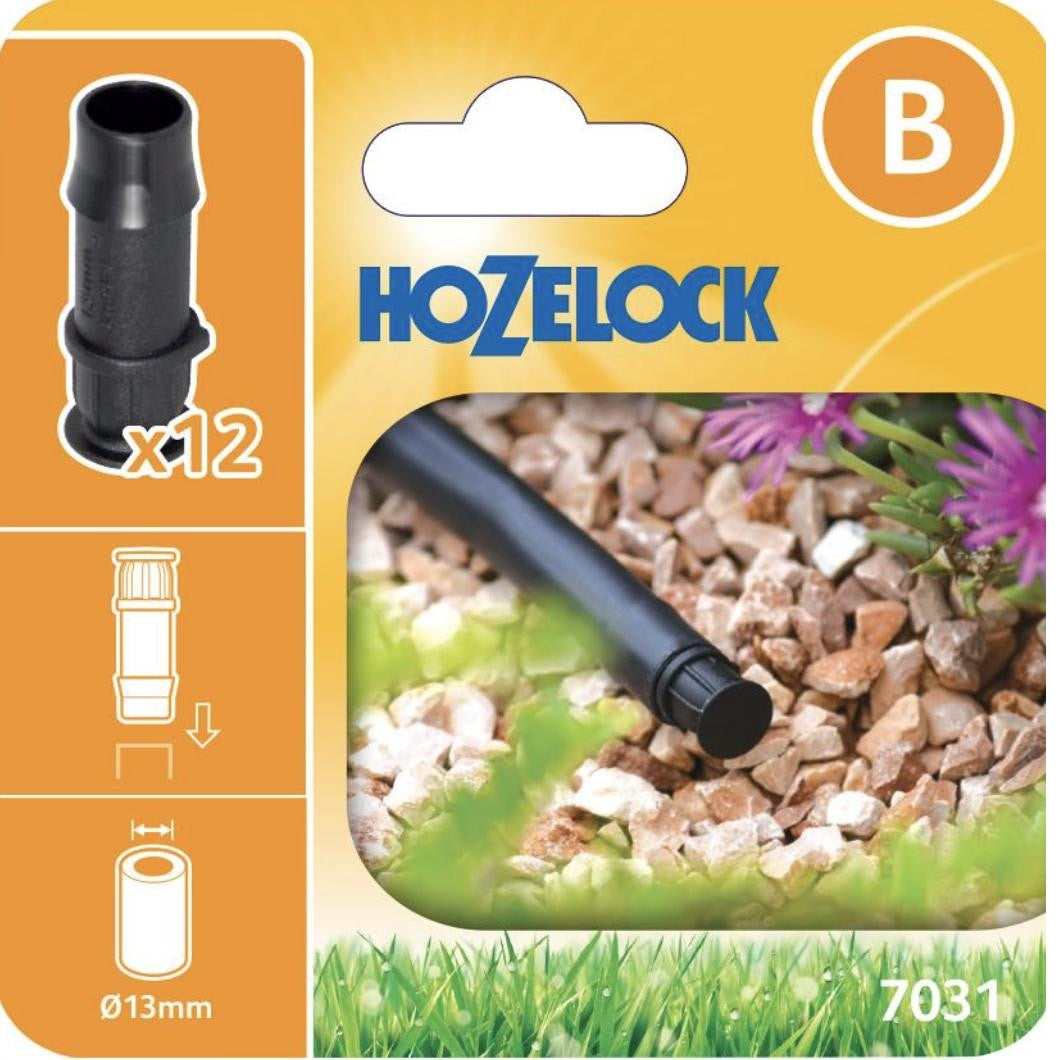 Hozelock End Plugs Black 13mm 70310012 | Supplied With Complete Fittings | Pack of 12 | Irrigation System Accessories | Drip System Accessories | Leak Prevention End Plugs