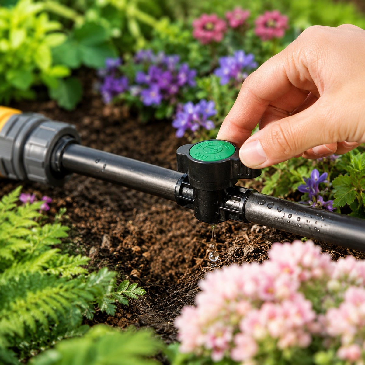 Hozelock Flow Control valve Black 13mm 27650002 | Supplied With Complete Fittings | Pack of 2 | Irrigation Accessories | Leak Resistant Valve | Pipe Flow Regulator