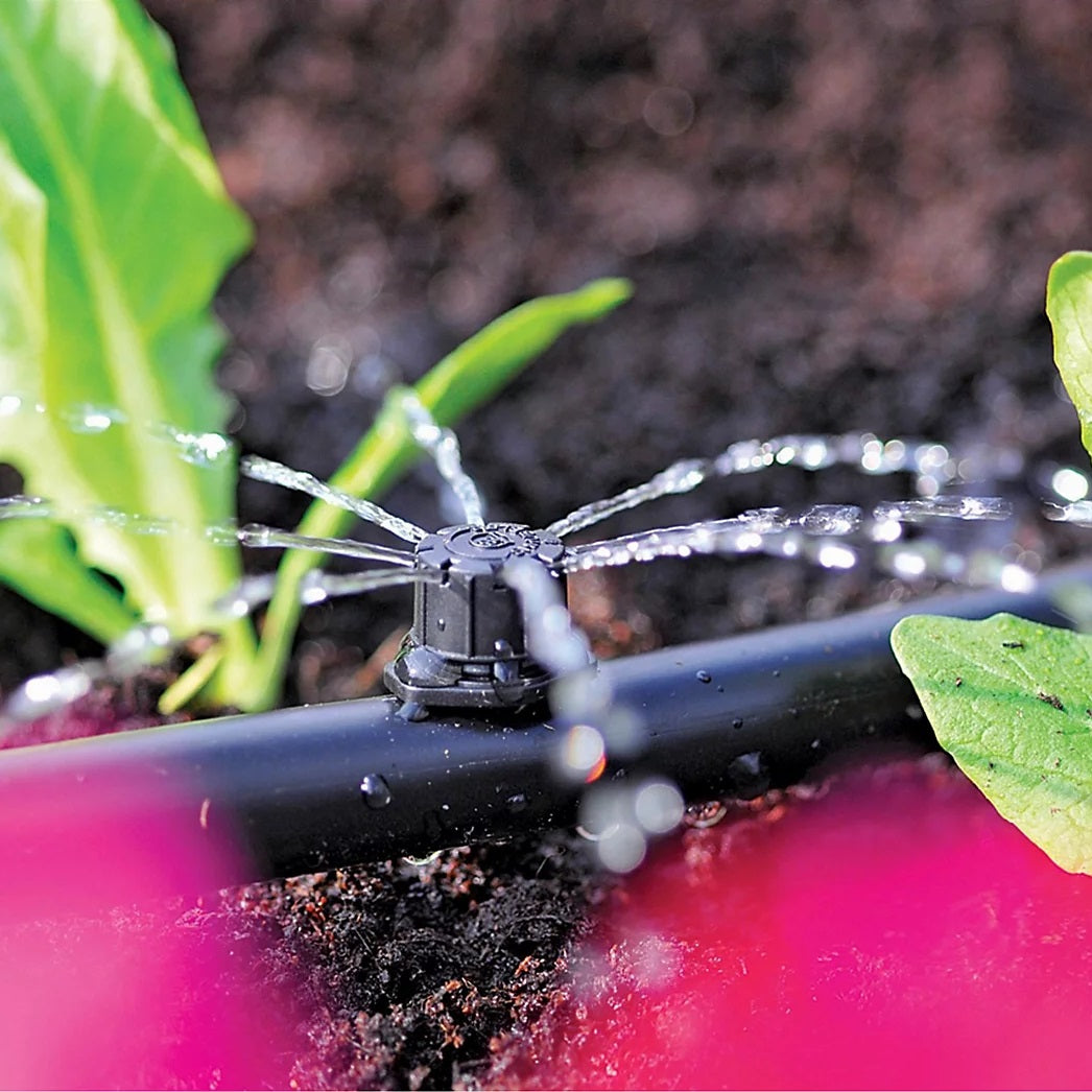 Hozelock End of Line Mini Sprinkler Black Pack of 12 2787P0000 | Supplied With Complete Fittings | 0-40Ltr Per Hour Max | Garden Watering Accessories | Vegetable Garden Sprinkler | Flower Bed Sprinkler