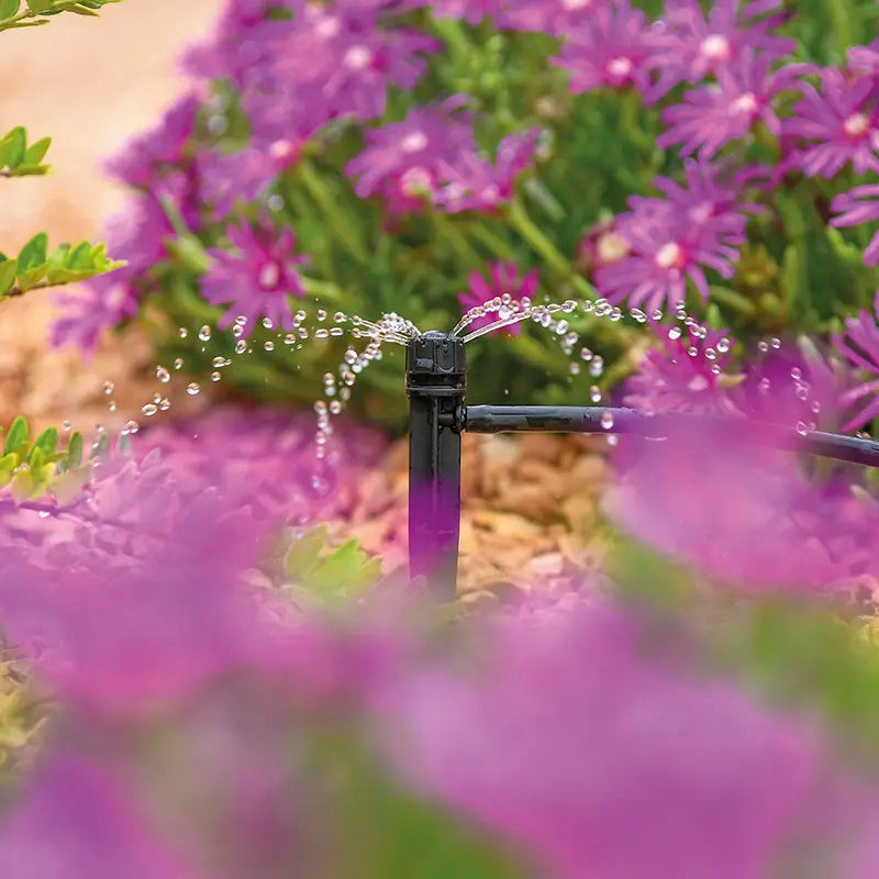 Hozelock End of Line Adjustable Mini Sprinkler on Stake Black 4mm 27880012 | Supplied With Complete Fittings | Pack of 12 | 0-40Ltr Per Hour Max | Flower Bed Irrigation | Pot Plant Irrigation
