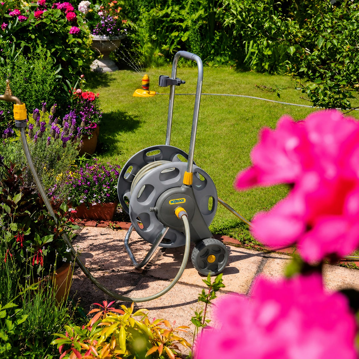 Hozelock Hose Connection Set Grey 6005P0000 | 2x Hose End Connectors | Garden Watering Connector Set | Tap and Hose Quick Connect Kit | Supplied with Complete Fittings